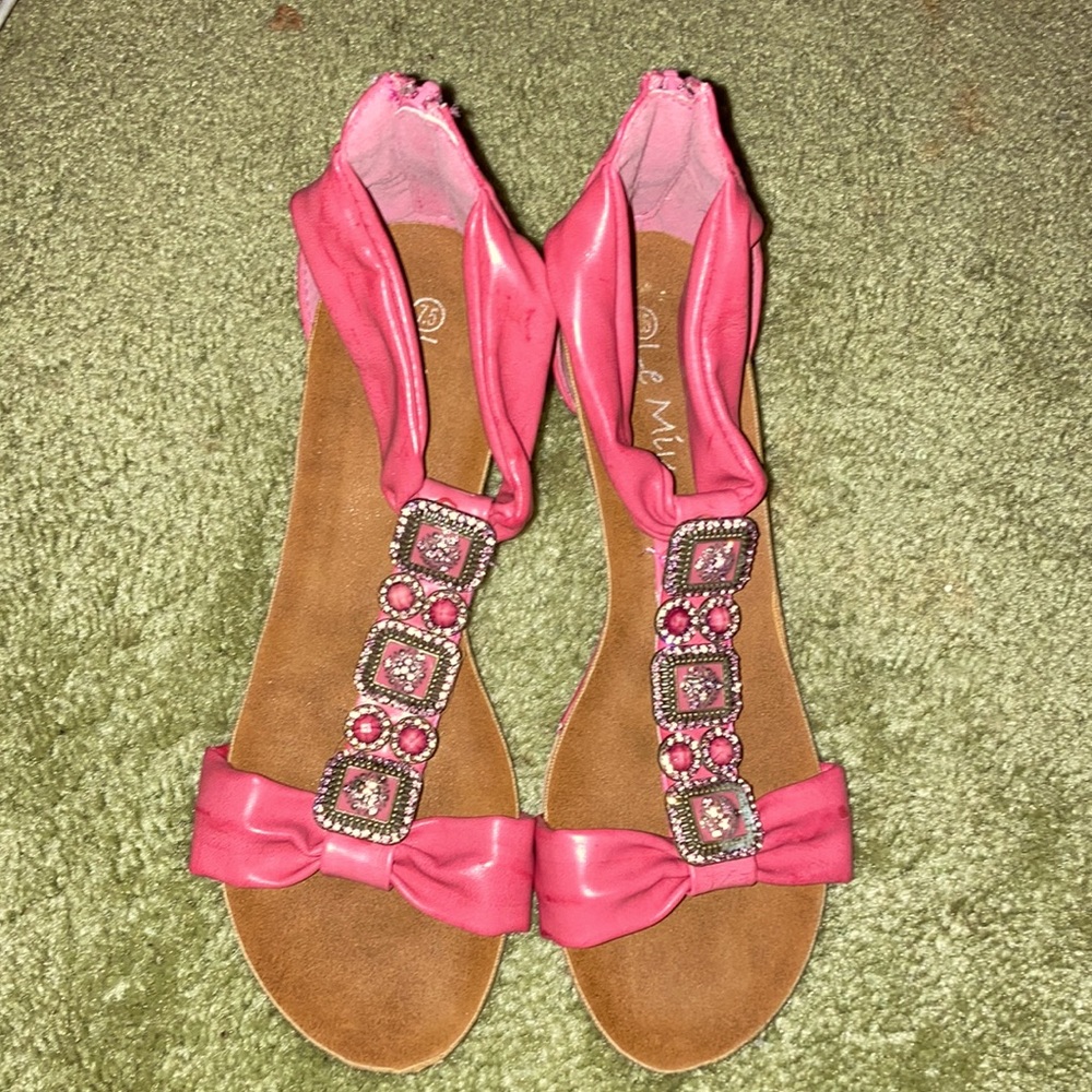 Pink jeweled Lle Míu wedges